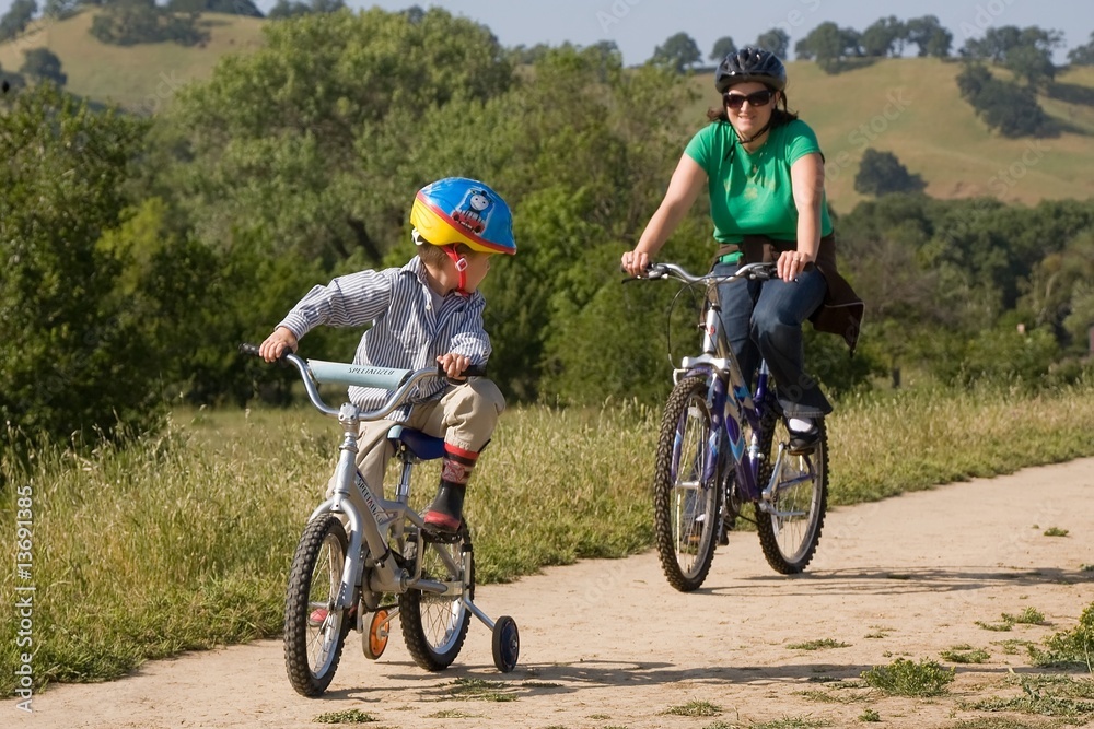 Mother and Son Biking Mother and Son Biking