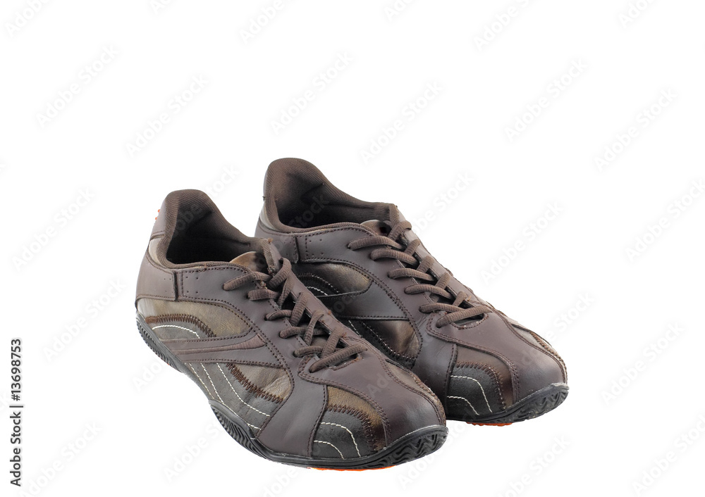 Men's brown leather sneakers. Isolated Men's brown leather sneakers. Isolated