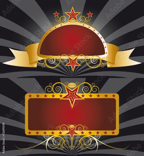 Gold and red banners
