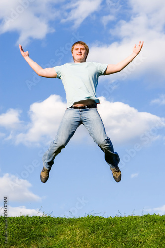 happy man is jumping