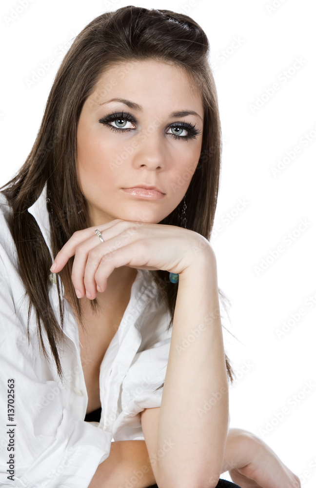 Stunning Teenage Girl Resting her Head on her Chin Stunning Teenage Girl Resting her Head on her Chin