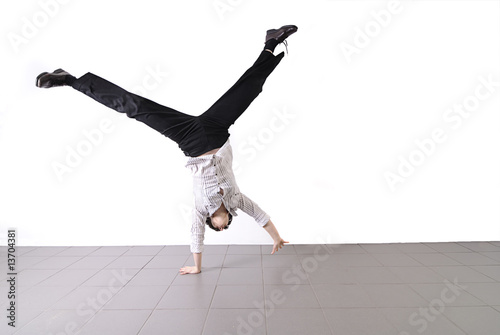 business woman doing a cartwheel