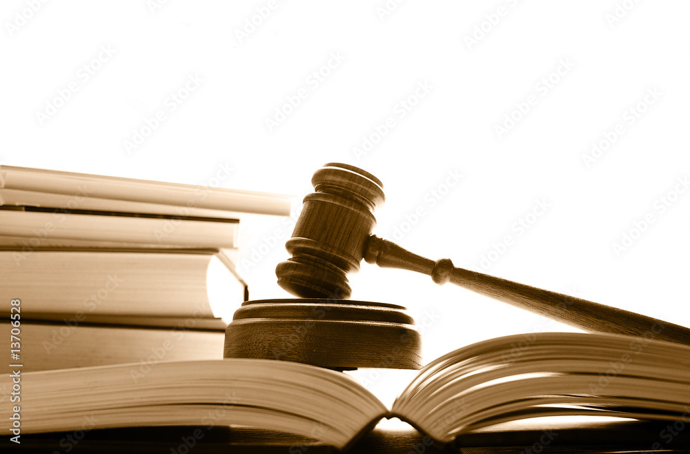 judges court gavel on law books, over white judges court gavel on law books, over white