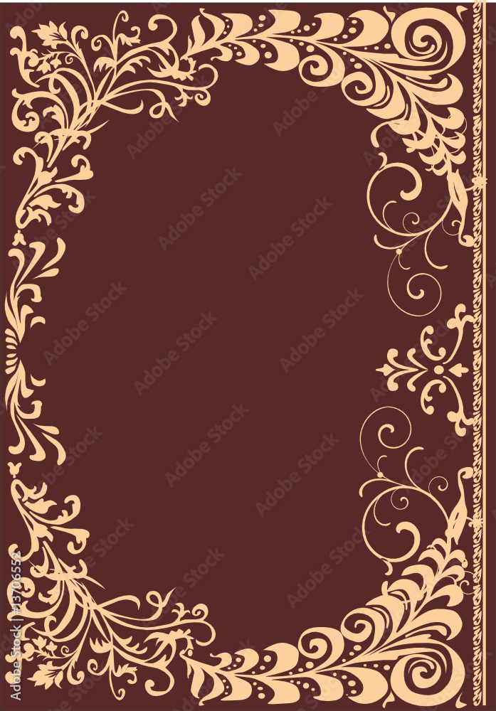 brown curled floral frame