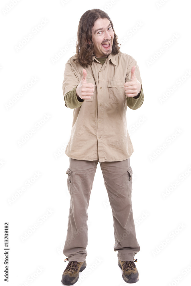 Silly man showing thumbs up Silly man showing thumbs up