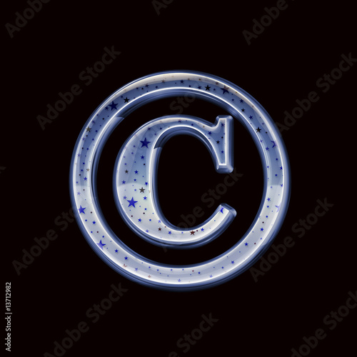 Ultra High quality blue glass alphabet characters