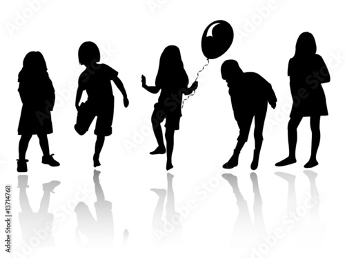 silhouette girls playing