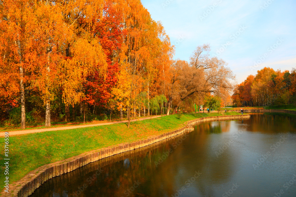 autumn in city park at october autumn in city park at october