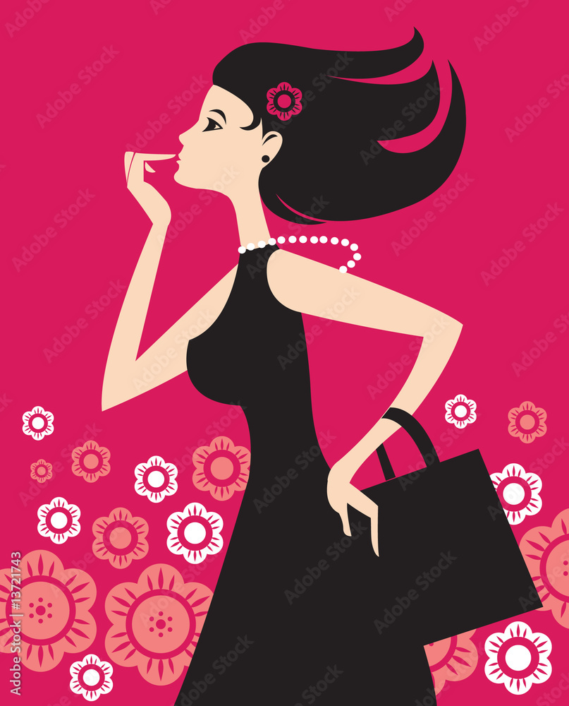 Illustration of fashion shopping girl