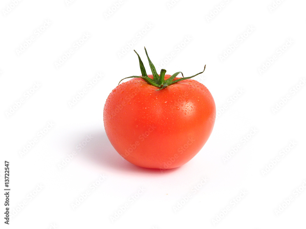 Wet tomato on white background Wet tomato on white background