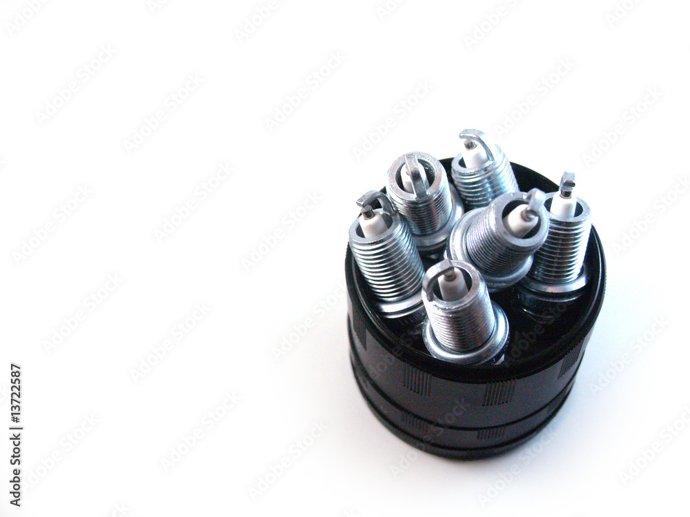 Spark plugs in container Spark plugs in container
