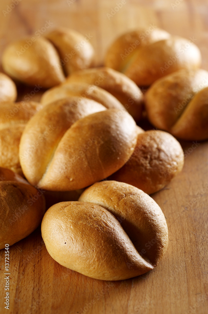 Fresh crunchy bread rolls for breakfast