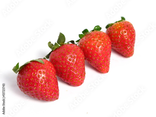 Strawberries group on white background