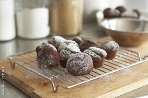 Freshly baked chocolate cupcakes