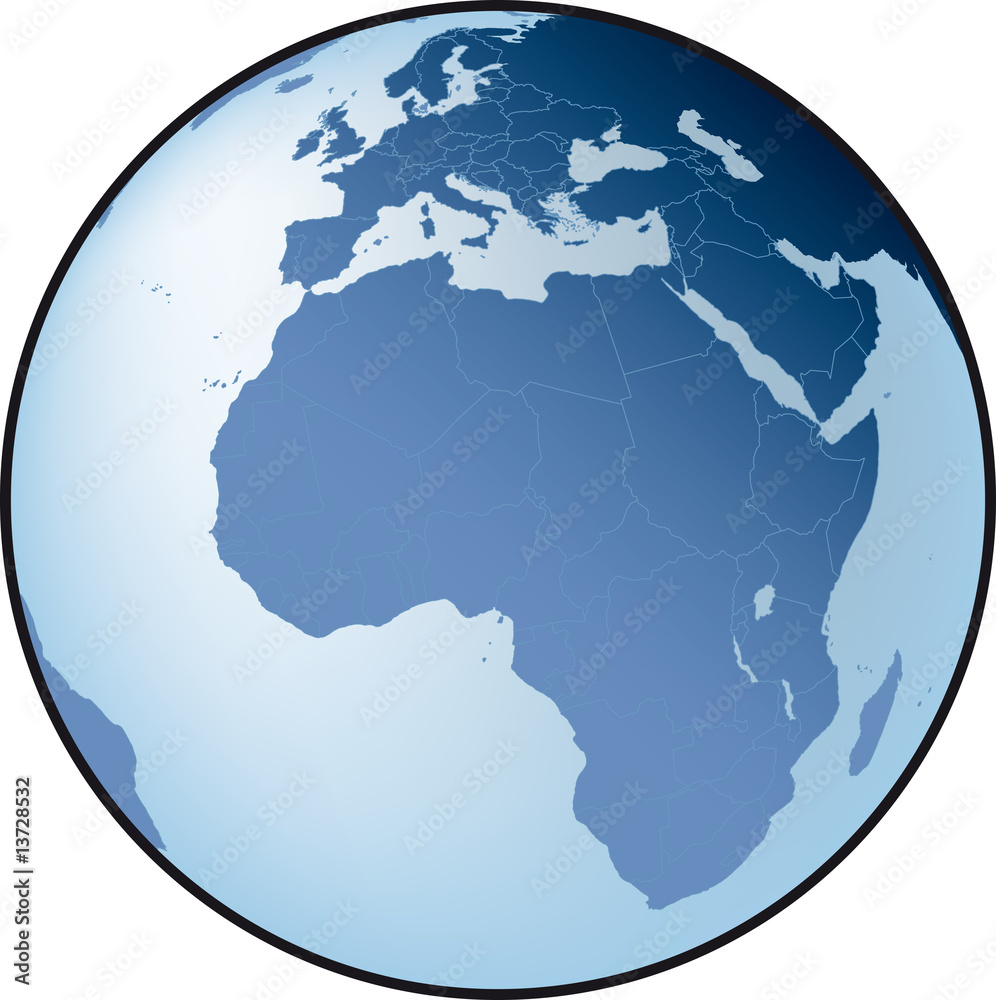 Erdkugel Europa und Afrika