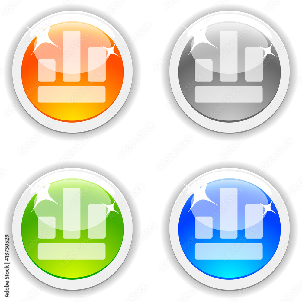 Diagram realistic buttons. Vector illustration.