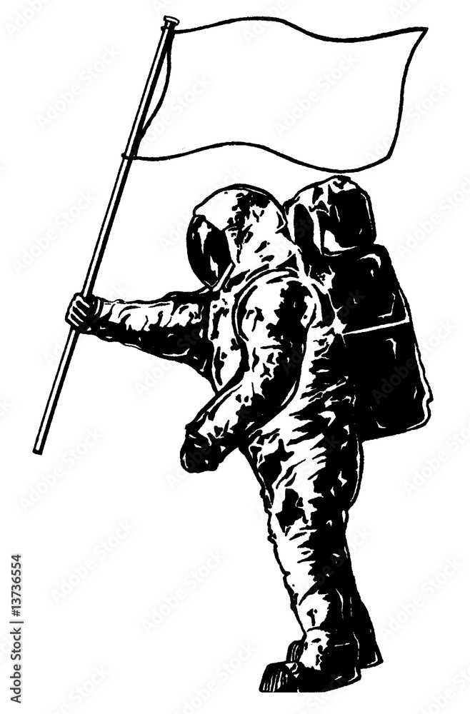 Obraz premium Astronaut with flag
