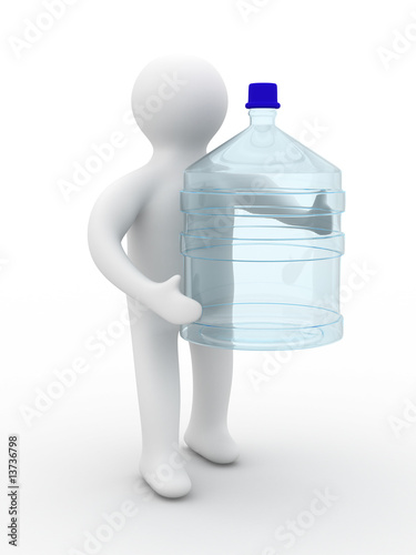 man carries a bottle. Isola...