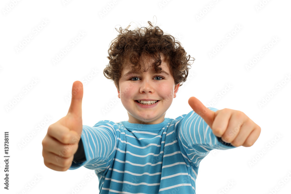 Boy showing OK sign isolated on white background Boy showing OK sign isolated on white background