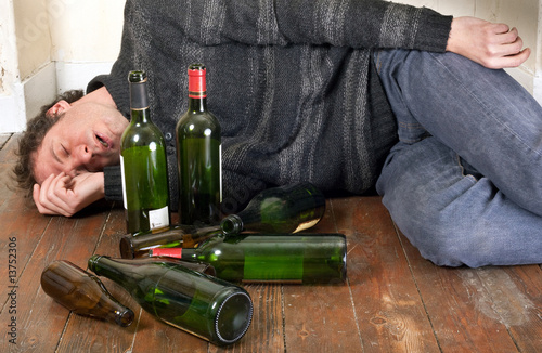drunk man lying