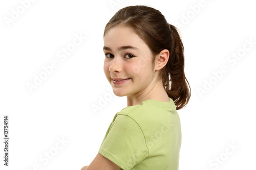 Portrait of young cheerful girl isolated on white background