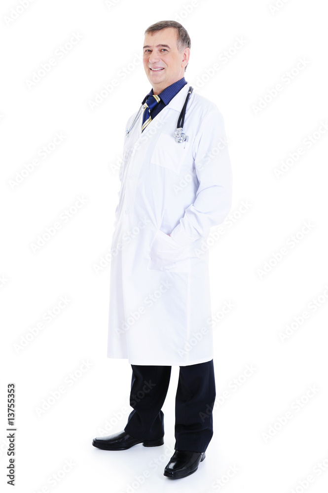 successful smiling mature male doctor with stethoscope successful smiling mature male doctor with stethoscope
