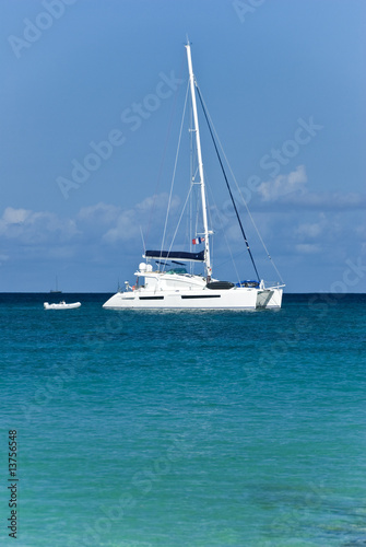White Catamaran on the Caribbean Sea