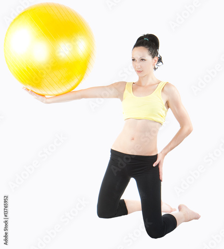 beautiful young woman exercising with ball © Aleksandar Todorovic