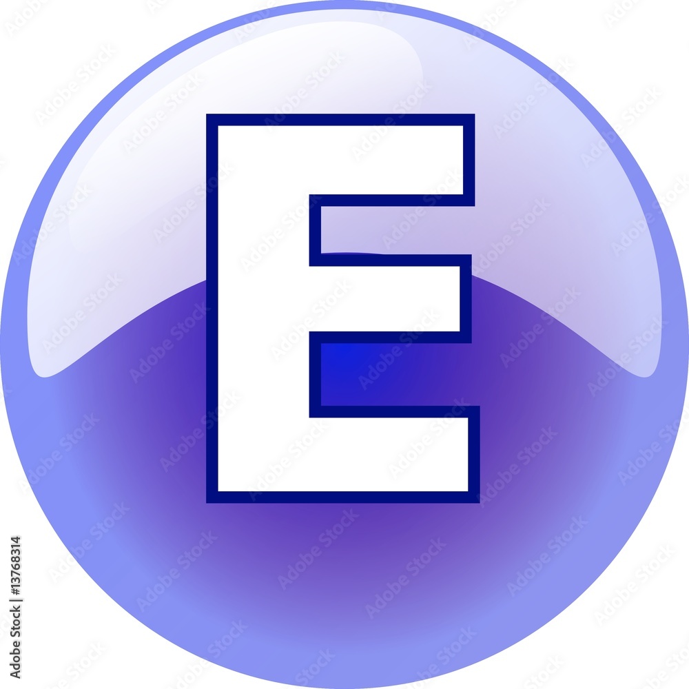 E character - blue 3d alphabet button E character - blue 3d alphabet button