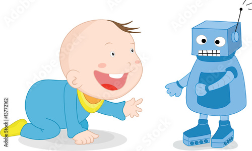 robot and baby