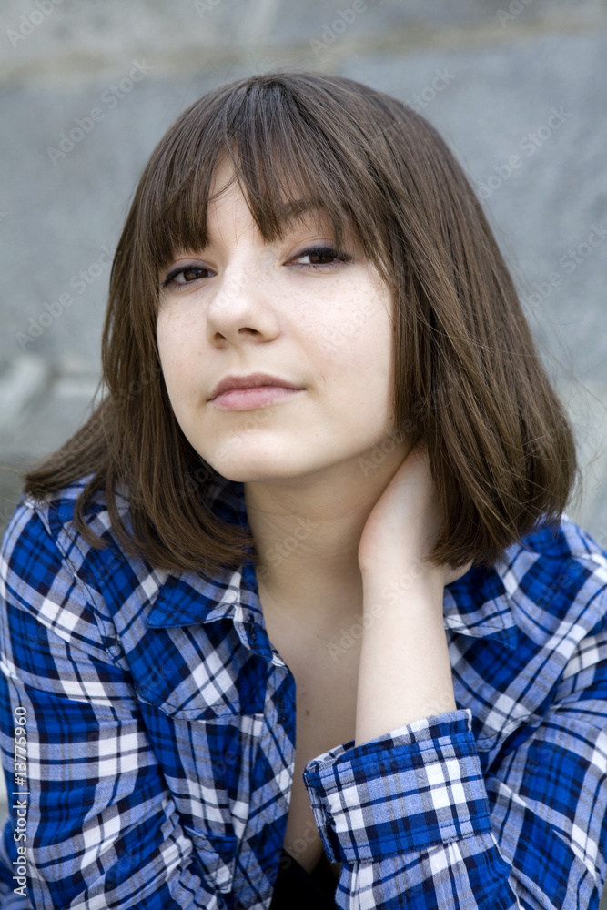 closeup portrait of young serious teen girl closeup portrait of young serious teen girl