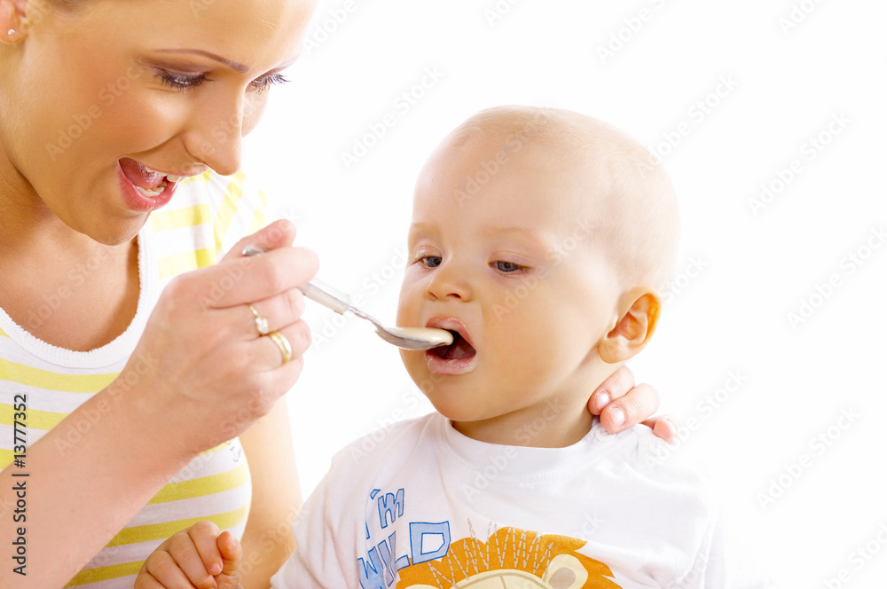 Young attractive mother with cute little baby Young attractive mother with cute little baby