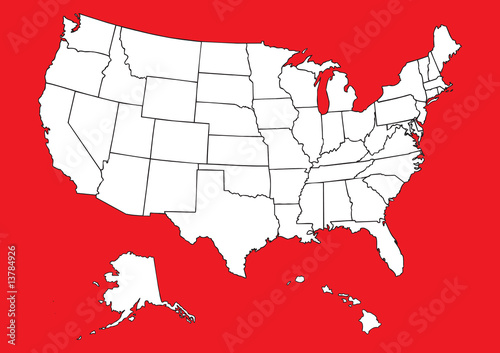 Map of US with flag