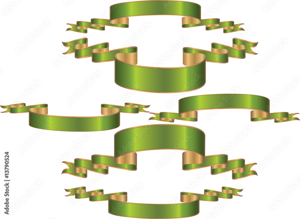 Set of green banners