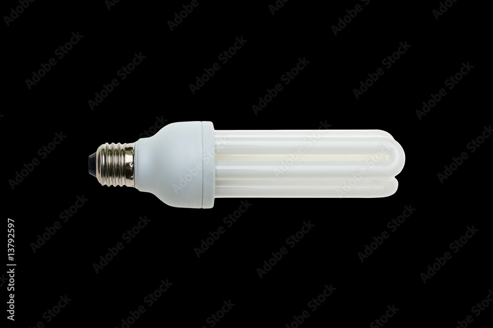 Fluorescent light bulb isolated on black background Fluorescent light bulb isolated on black background