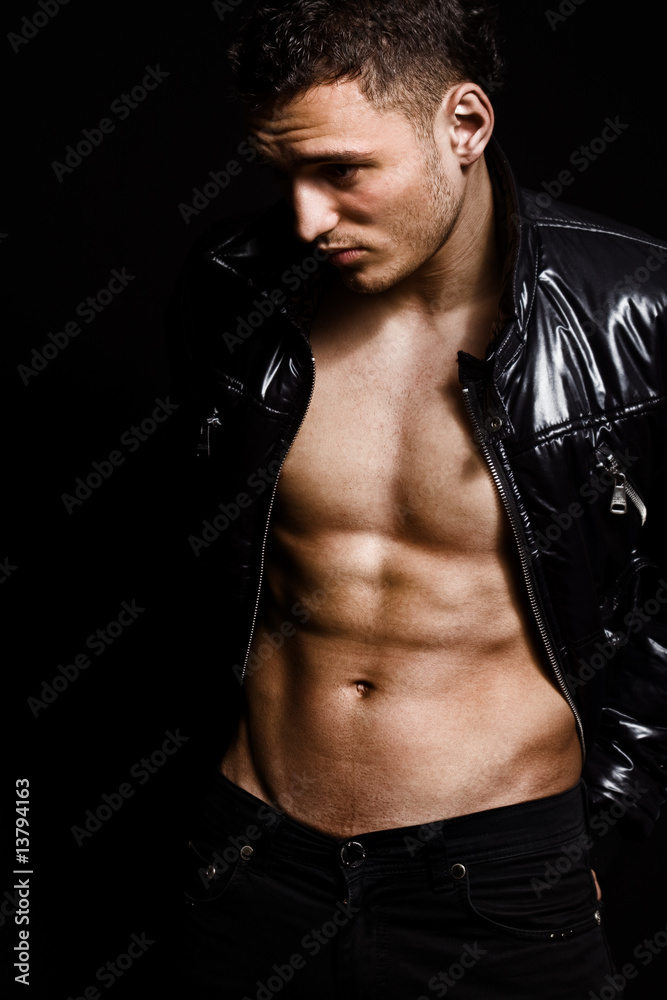 Fashion shot of muscular sexy handsome man