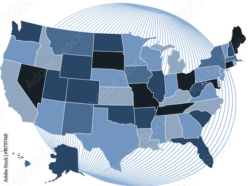 USA map with a stylized globe as background.