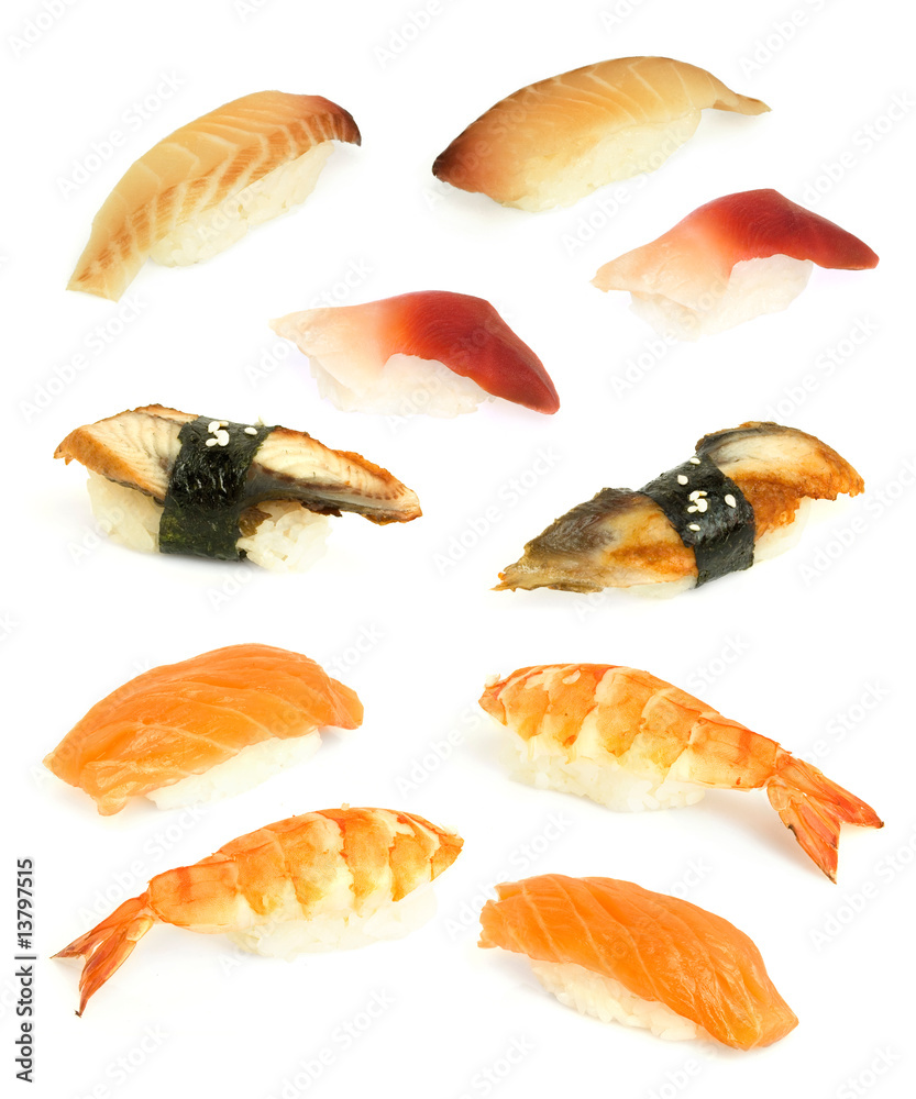 sushi with rosefish, prawn, conger eel