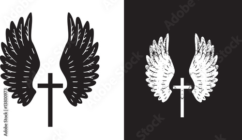 angel wings and cross photo