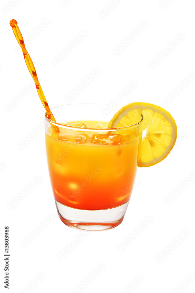 Tequila Sunrise, Lemon, Isolated, Clipping Path Tequila Sunrise, Lemon, Isolated, Clipping Path