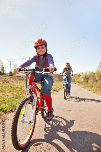 Family on bicycles