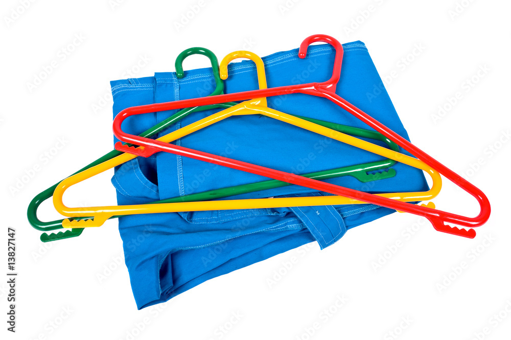 Plastic clotheshangers with clothes Plastic clotheshangers with clothes
