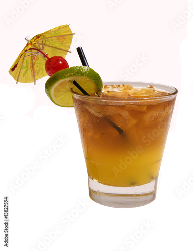 A Hawaiian Maitai cocktail made with rum and fruit juices