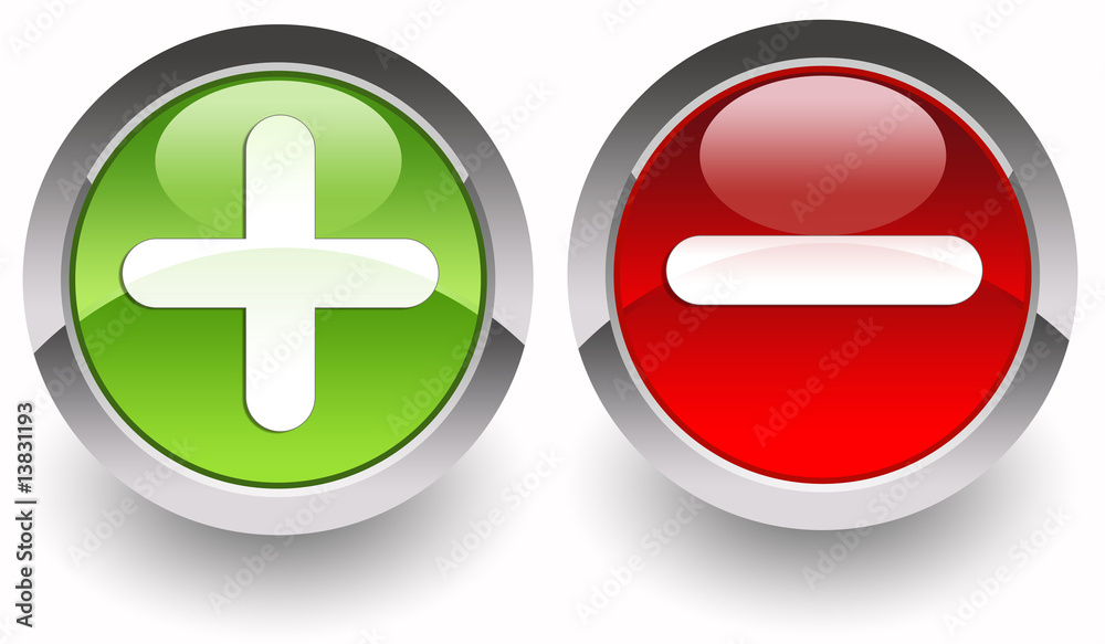Add and subtract glossy icons Stock Illustration | Adobe Stock