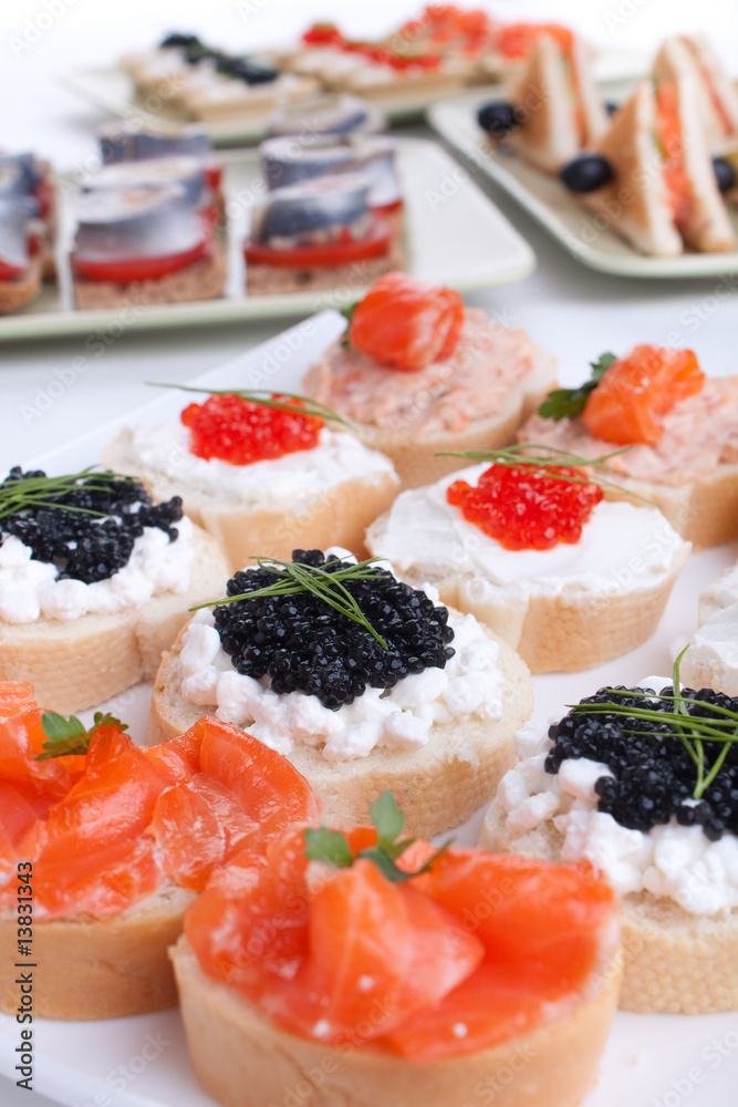 large group of sandwiches with seafood large group of sandwiches with seafood