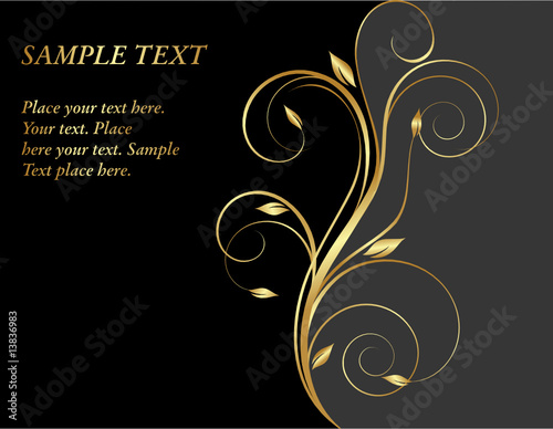 black and gold floral background