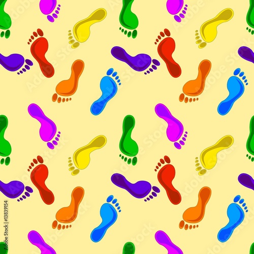 seamless colorful  footprints background. vector © Trish