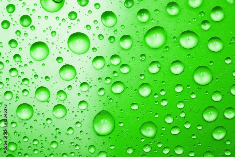 green water drops for background