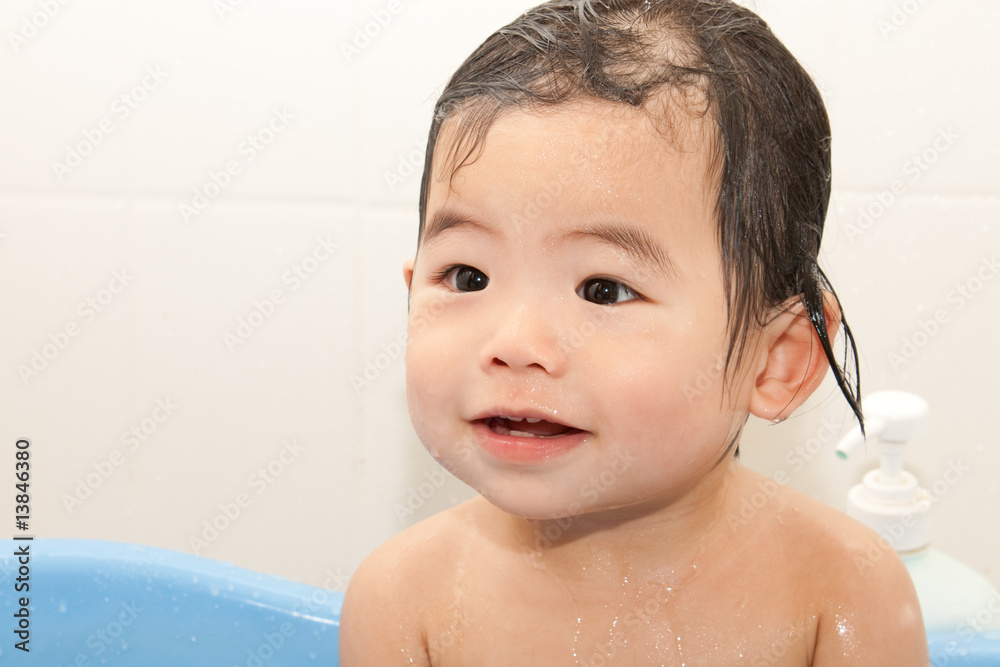 Baby Taking Bath Stock Photo Adobe Stock