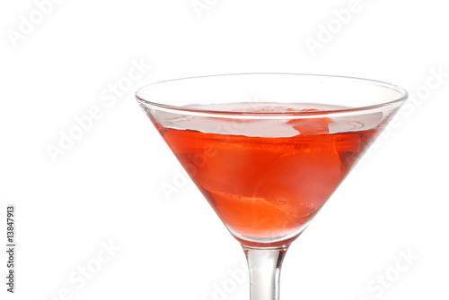 Closeup red martini with ice